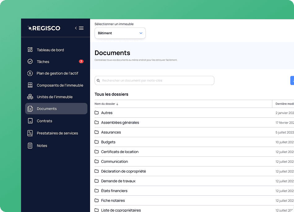 Documents rattachés aux composants dans Regisco
